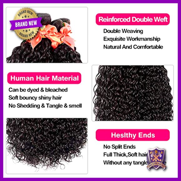 Virgin Brazilian Water Wave Human Hair Extensions 4 Bundles 22-28 Inch main image 5